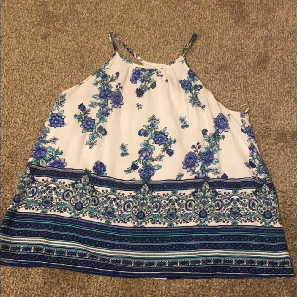 White and blue blouse